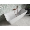 Mexen Volta freistehende, wandnahe Badewanne 150 x 75 cm, weiß, Überlauf gebürstetes Kupfer - 51131507500-65
