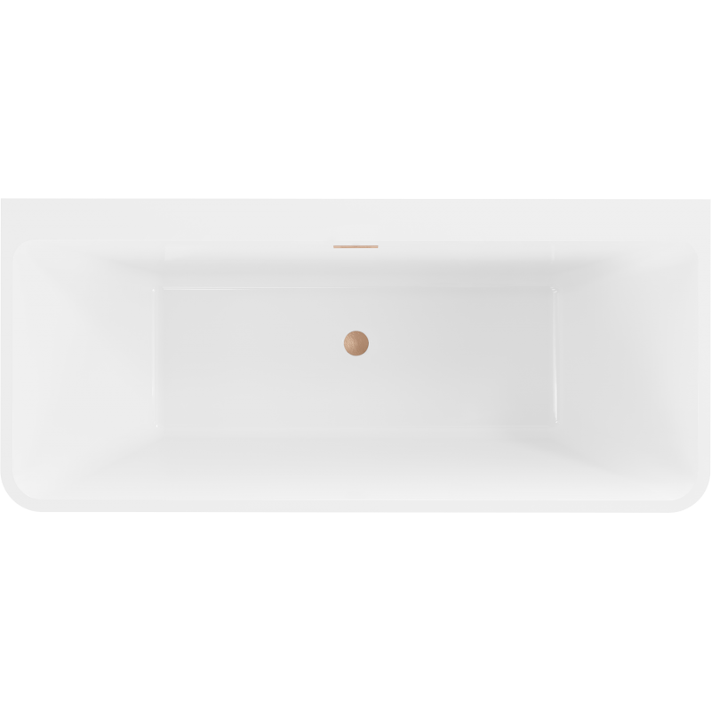 Mexen Volta freistehende wandmontierte Badewanne 170 x 75 cm, weiß, Überlauf gebürstetes Kupfer - 51131707500-65