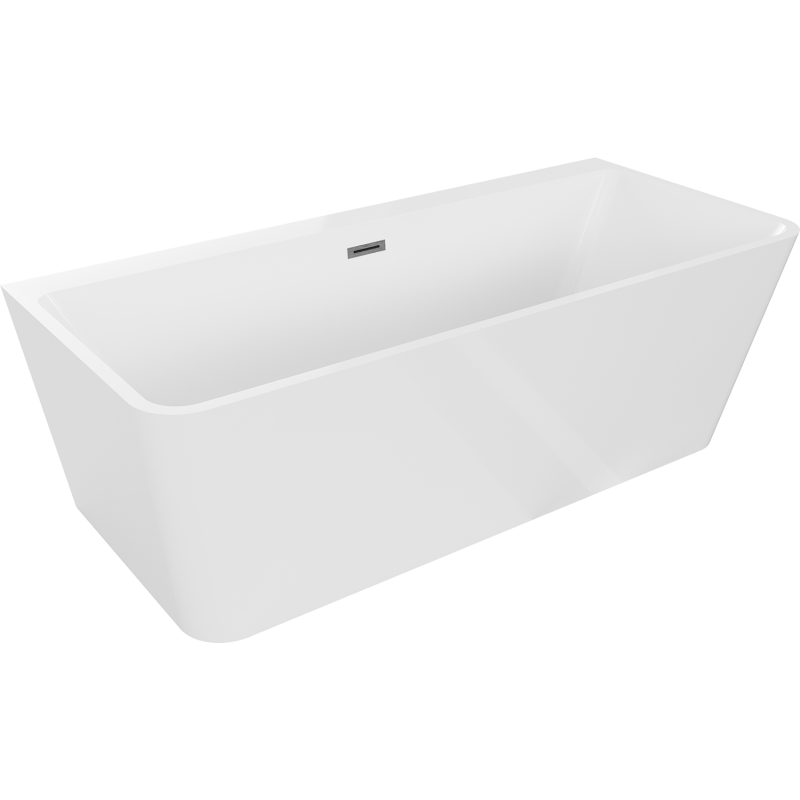 Mexen Volta freistehende, wandmontierte Badewanne 150 x 75 cm, weiß, Überlauf gun gray gebürstet - 51131507500-66