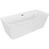 Mexen Volta freistehende an der Wand montierte Badewanne 170 x 75 cm, weiß, Überlauf gun gray gebürstet - 51131707500-66