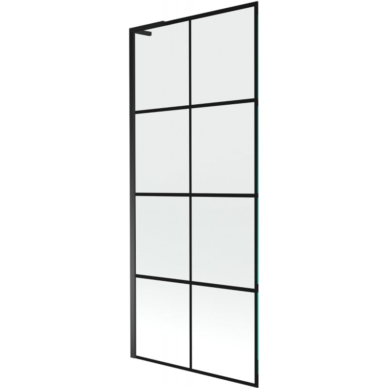 Mexen Next L Badewannenfaltwand 1-flügelig 80 x 150 cm, schwarzes Raster, schwarz - 895-080-000-03-77-70