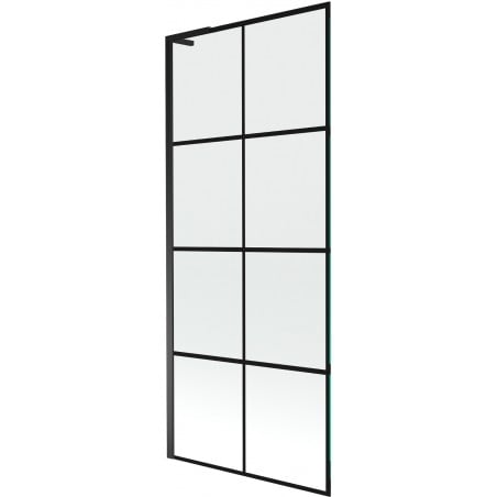 Mexen Next L Badewannenfaltwand 1-flügelig 80 x 150 cm, schwarzes Raster, schwarz - 895-080-000-03-77-70