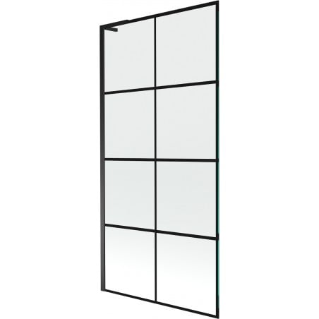 Mexen Next L Badewannenfaltwand 1-flügelig 90 x 150 cm, schwarzes Gitter, schwarz - 895-090-000-03-77-70
