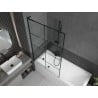 Mexen Next L Badewanne Paravent 1-flügelig 100 x 150 cm, schwarzes Gitter, schwarz - 895-100-000-03-77-70