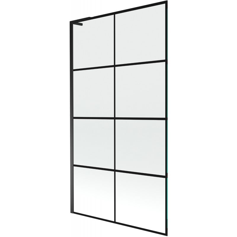 Mexen Next L Badewanne Paravent 1-flügelig 100 x 150 cm, schwarzes Gitter, schwarz - 895-100-000-03-77-70