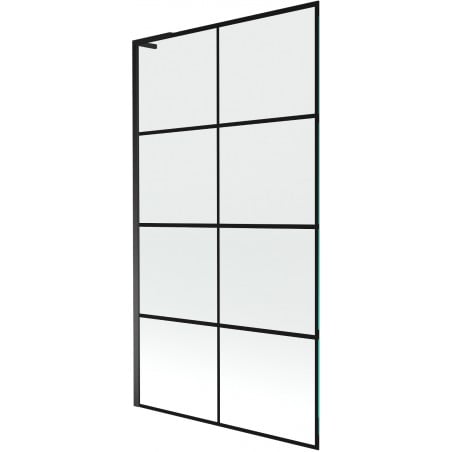 Mexen Next L Badewanne Paravent 1-flügelig 100 x 150 cm, schwarzes Gitter, schwarz - 895-100-000-03-77-70
