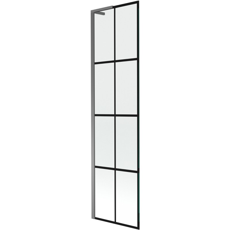 Mexen Next L Badewannenfaltwand, 1-flügelig, 50 x 150 cm, schwarzes Gitter, Gun Metal - 895-050-000-03-77-95
