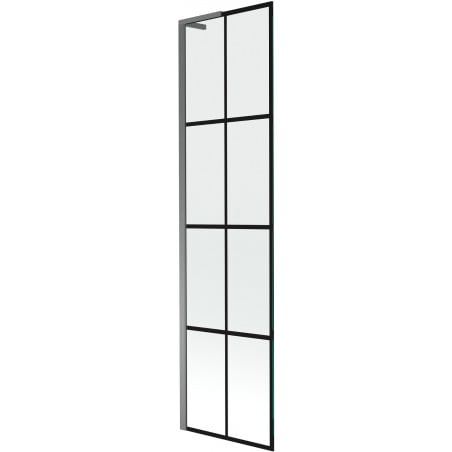 Mexen Next L Badewannenfaltwand, 1-flügelig, 50 x 150 cm, schwarzes Gitter, Gun Metal - 895-050-000-03-77-95
