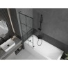 Mexen Next L Badewannenabtrennung 1-flügelig 60 x 150 cm, schwarzes Gitter, Gun Metal - 895-060-000-03-77-95