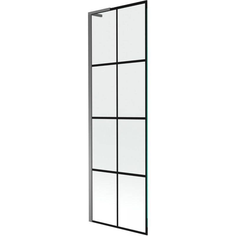 Mexen Next L Badewannenabtrennung 1-flügelig 60 x 150 cm, schwarzes Gitter, Gun Metal - 895-060-000-03-77-95