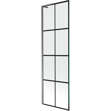 Mexen Next L Badewannenabtrennung 1-flügelig 60 x 150 cm, schwarzes Gitter, Gun Metal - 895-060-000-03-77-95