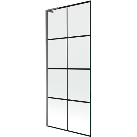 Mexen Next L Duschabtrennung 1-flügelig 80 x 150 cm, schwarzes Gitter, Gun Metal - 895-080-000-03-77-95