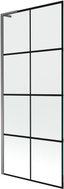 Mexen Next L Duschabtrennung 1-flügelig 80 x 150 cm, schwarzes Gitter, Gun Metal - 895-080-000-03-77-95