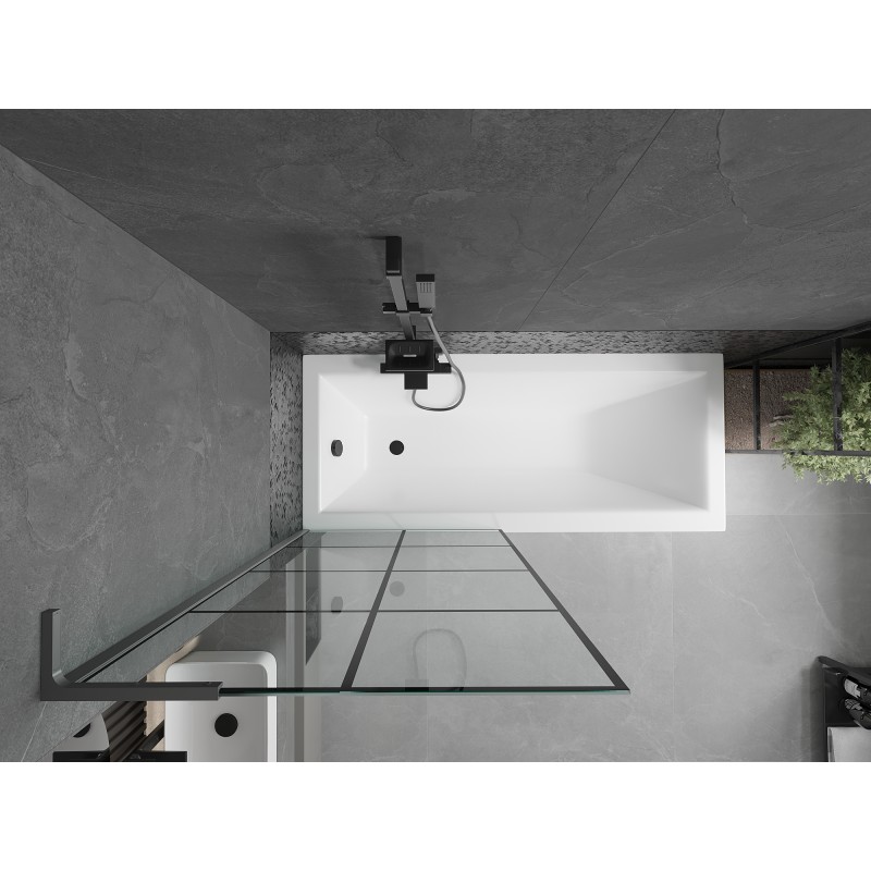 Mexen Next L Duschabtrennung 1-flügelig 80 x 150 cm, schwarzes Gitter, Gun Metal - 895-080-000-03-77-95