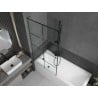 Mexen Next L Badewannenfaltwand 1-teilig 90 x 150 cm, schwarzes Karo, Gun Metal - 895-090-000-03-77-95