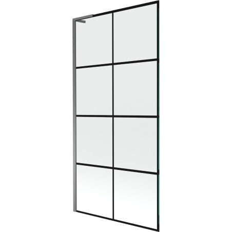 Mexen Next L Badewannenfaltwand 1-teilig 90 x 150 cm, schwarzes Karo, Gun Metal - 895-090-000-03-77-95