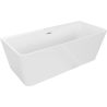 Mexen Volta freistehende an der Wand stehende Badewanne 150 x 75 cm, weiß, Überlauf aus gebürstetem Nickel - 51131507500-97