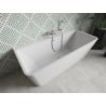 Mexen Volta freistehende an der Wand stehende Badewanne 150 x 75 cm, weiß, Überlauf aus gebürstetem Nickel - 51131507500-97