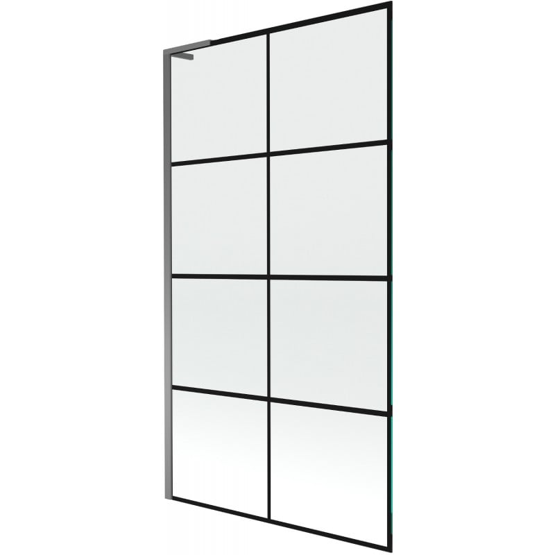 Mexen Next L Badewannen-Faltwand 1-flügelig 100 x 150 cm, schwarzes Gitter, Gun Metal - 895-100-000-03-77-95