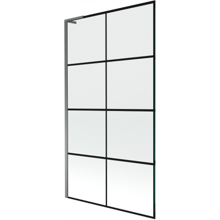 Mexen Next L Badewannen-Faltwand 1-flügelig 100 x 150 cm, schwarzes Gitter, Gun Metal - 895-100-000-03-77-95