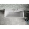 Mexen Volta freistehende an der Wand stehende Badewanne 150 x 75 cm, weiß, Überlauf aus gebürstetem Nickel - 51131507500-97