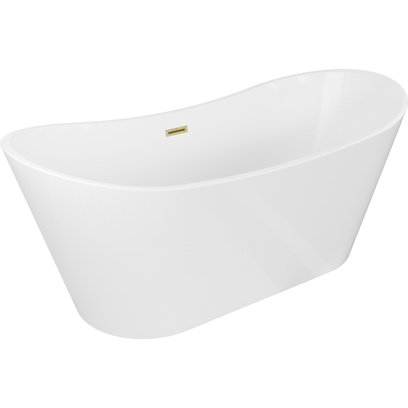 Mexen Montana Freistehende Badewanne 180 x 80 cm, weiß, Überlauf gold gebürstet - 52011808000-55