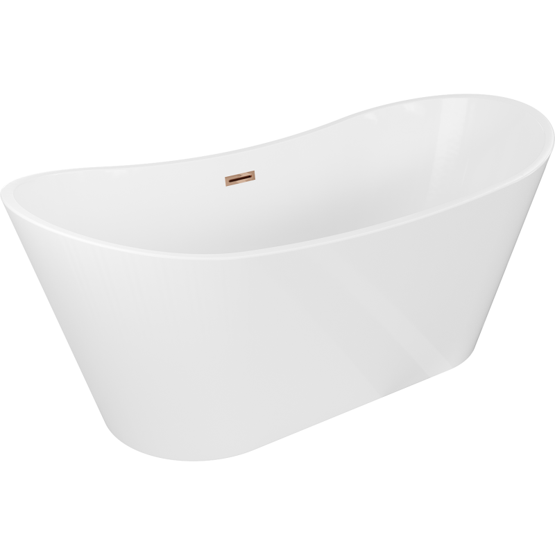 Mexen Montana freistehende Badewanne 180 x 80 cm, weiß, Überlauf roségold - 52011808000-60
