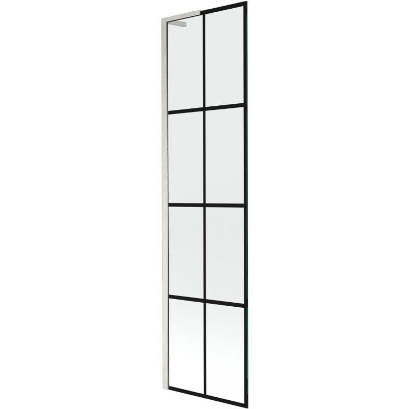 Mexen Next L Badewannenaufsatz 1-flügelig 50 x 150 cm, schwarzes Gitter, gebürstetes Nickel - 895-050-000-03-77-97