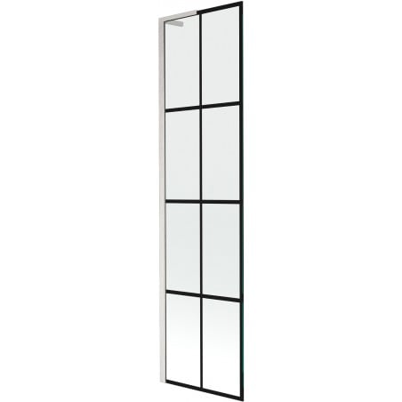 Mexen Next L Badewannenaufsatz 1-flügelig 50 x 150 cm, schwarzes Gitter, gebürstetes Nickel - 895-050-000-03-77-97