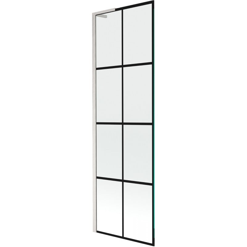 Mexen Next L Badewannenfaltwand 1-flügelig 60 x 150 cm, schwarzes Gitter, gebürstetes Nickel - 895-060-000-03-77-97