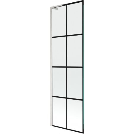Mexen Next L Badewannenfaltwand 1-flügelig 60 x 150 cm, schwarzes Gitter, gebürstetes Nickel - 895-060-000-03-77-97