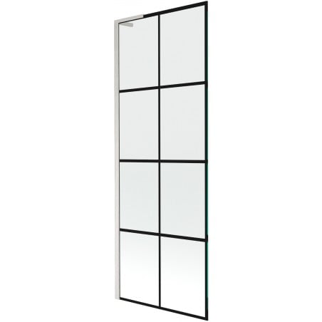 Mexen Next L Badewannenfaltwand 1-flügelig 70 x 150 cm, schwarzes Gitter, gebürsteter Nickel - 895-070-000-03-77-97