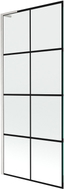 Mexen Next L Badewannenfaltwand 1-flügelig 80 x 150 cm, schwarzes Gitternetz, gebürsteter Nickel - 895-080-000-03-77-97