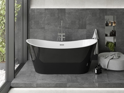 Mexen Montana freistehende Badewanne 180 x 80 cm, weiß/schwarz, Überlauf Chrom - 52011808075-01