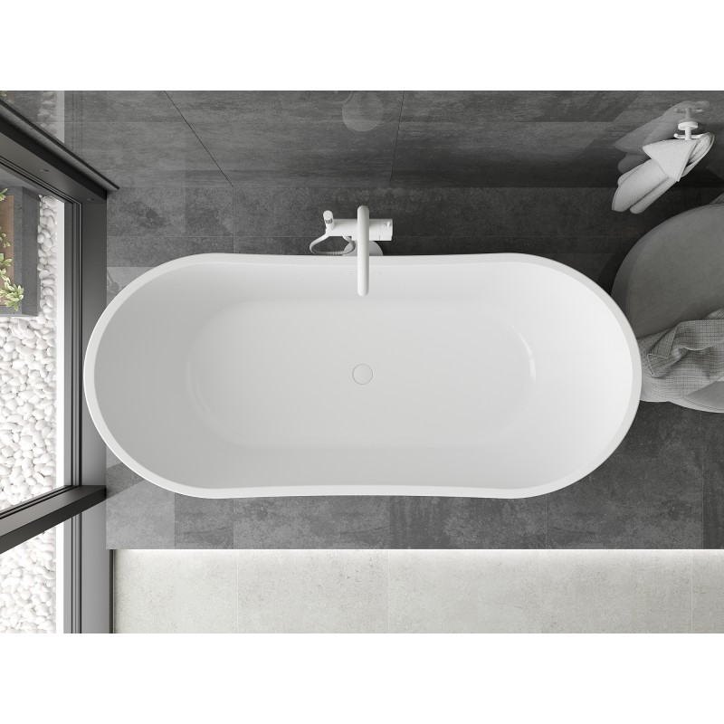 Mexen Montana freistehende Badewanne 180 x 80 cm, weiß/schwarz, weißer Überlauf - 52011808075-20