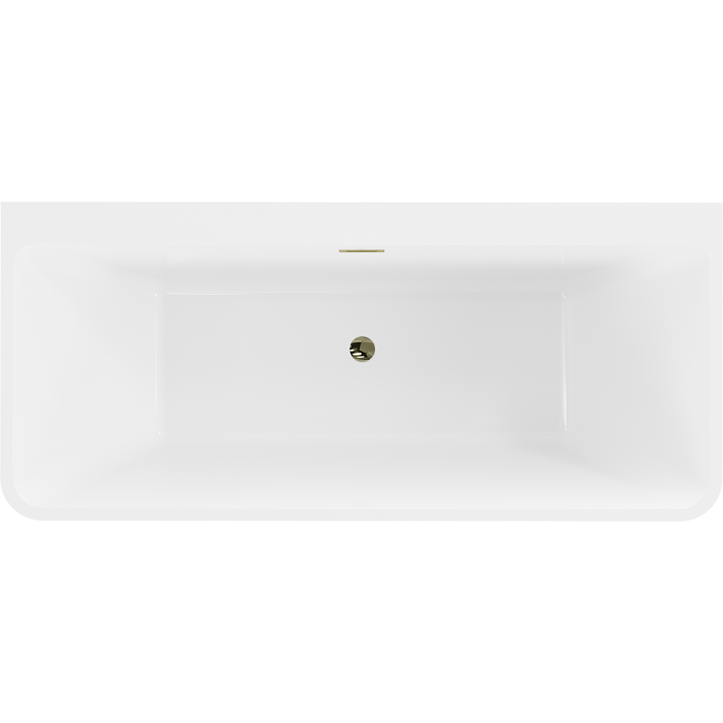 Mexen Volta freistehende Wandwanne 150 x 75 cm, weiß/schwarz, Überlauf gold - 51131507575-50