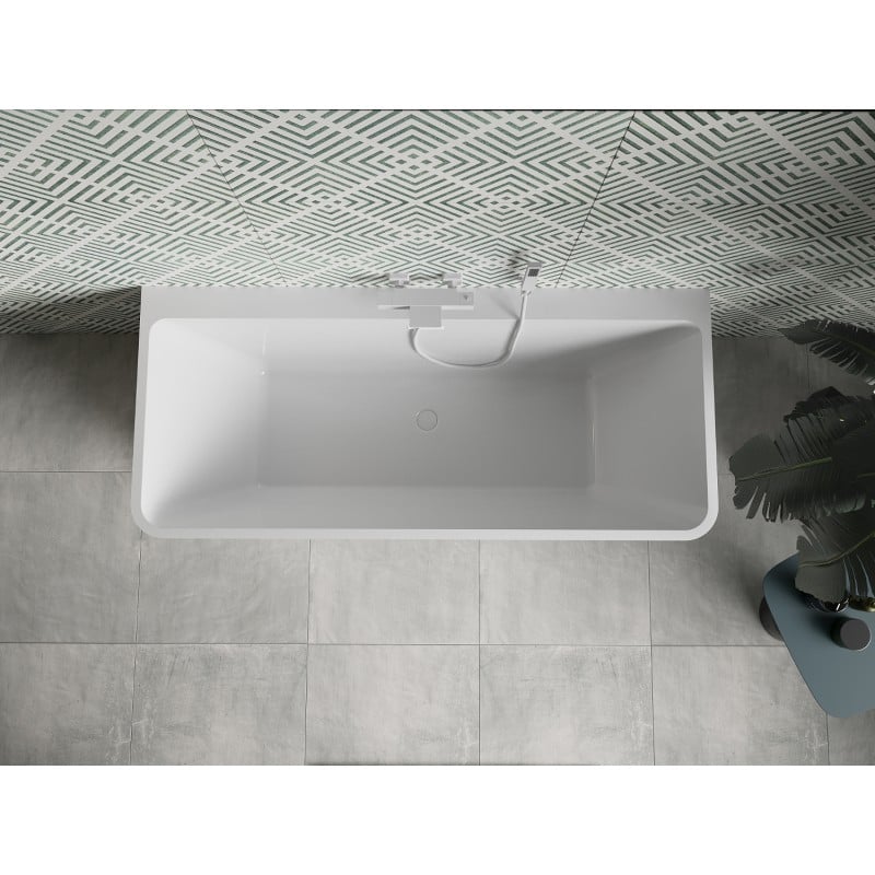 Mexen Volta freistehende wandnahe Badewanne 170 x 75 cm, weiß/schwarz, Überlauf weiß - 51131707575-20