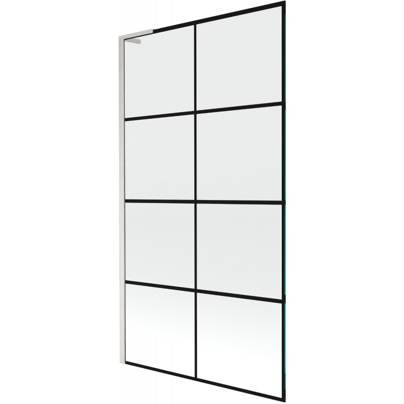 Mexen Next L Badewannenwand 1-flügelig 100 x 150 cm, schwarzes Gitter, gebürstetes Nickel - 895-100-000-03-77-97