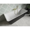Mexen Volta freistehende Wandbadewanne 170 x 75 cm, weiß/schwarz, Überlauf gold - 51131707575-50
