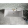Mexen Volta freistehende Wannenwand 150 x 75 cm, weiß/schwarz, Überlauf gold gebürstet - 51131507575-55