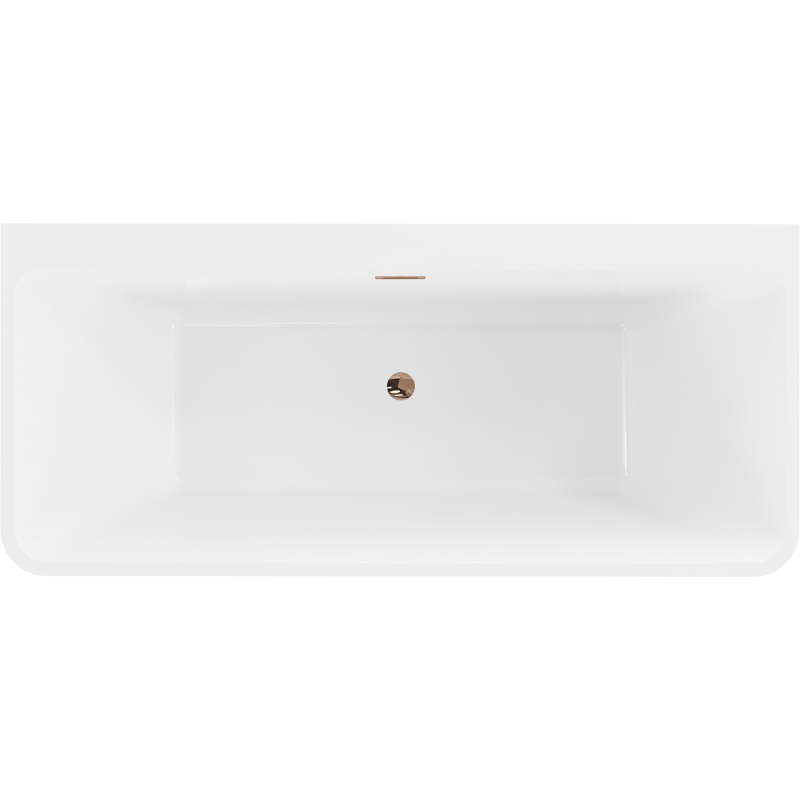 Mexen Volta freistehende, wandstehende Badewanne 150 x 75 cm, weiß/schwarz, Überlauf Roségold - 51131507575-60