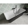 Mexen Volta freistehende Wandbadewanne 150 x 75 cm, weiß/schwarz, schwarzer Überlauf - 51131507575-70