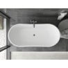 Mexen Montana freistehende Badewanne 180 x 80 cm, weiß/schwarz, Überlauf gun gray gebürstet - 52011808075-66