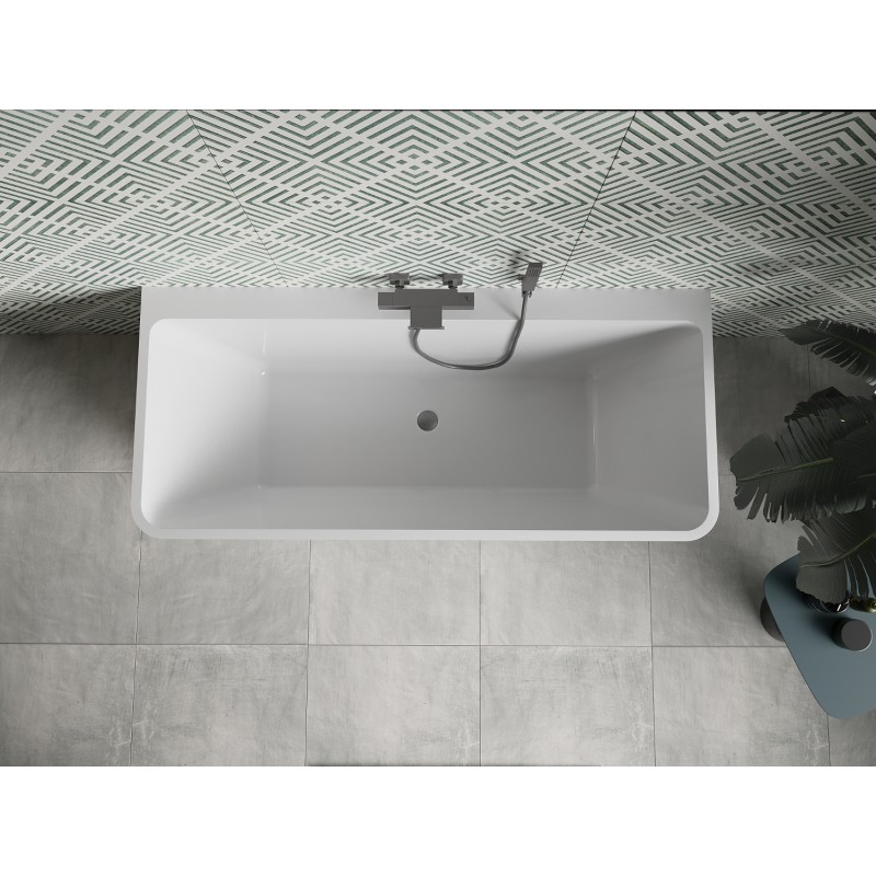 Mexen Volta freistehende an der Wand montierte Badewanne 170 x 75 cm, weiß/schwarz, Überlauf Gun Metal - 51131707575-95