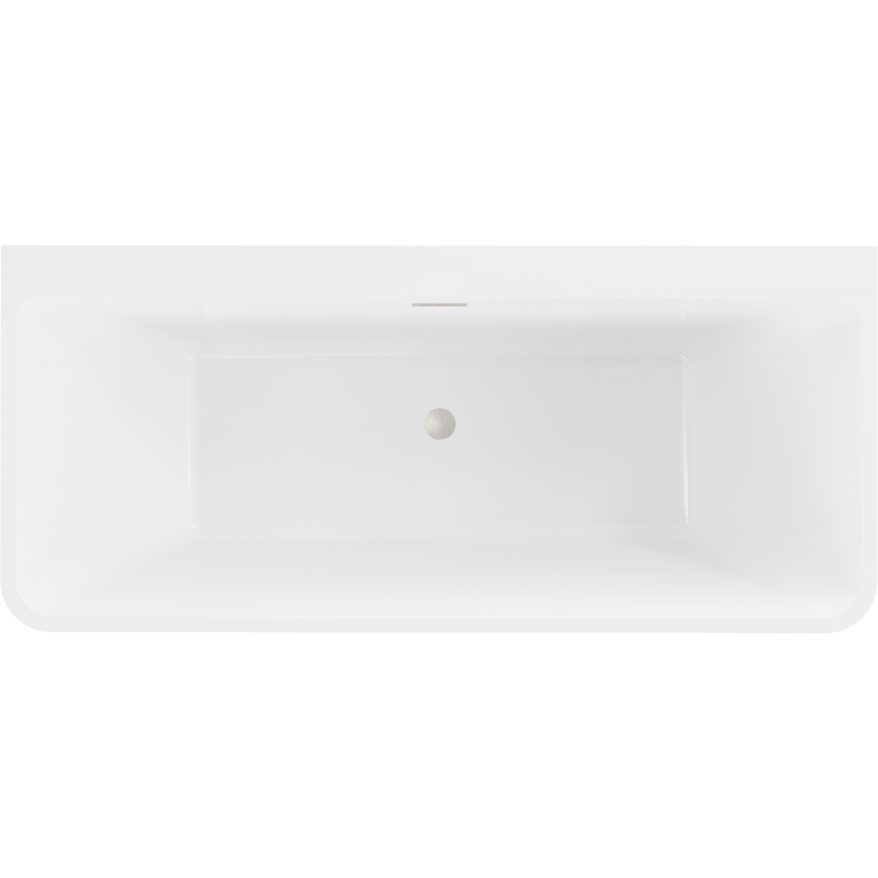 Mexen Volta freistehende Wannenrand-Badewanne 150 x 75 cm, weiß/schwarz, Überlauf gebürstetes Nickel - 51131507575-97