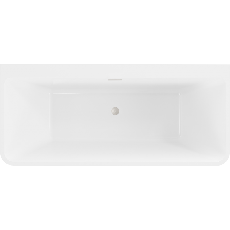 Mexen Volta freistehende an der Wand stehende Badewanne 170 x 75 cm, weiß/schwarz, Überlauf gebürstetes Nickel - 51131707575-97