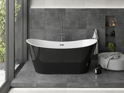 Mexen Montana Freistehende Badewanne 180 x 80 cm, weiß/schwarz, Überlauf Gun Metal - 52011808075-95