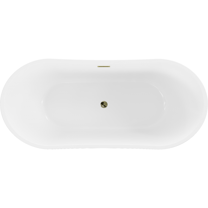 Mexen Montana freistehende Badewanne 180 x 90 cm, weiß, Überlauf gold - 52011809000-50