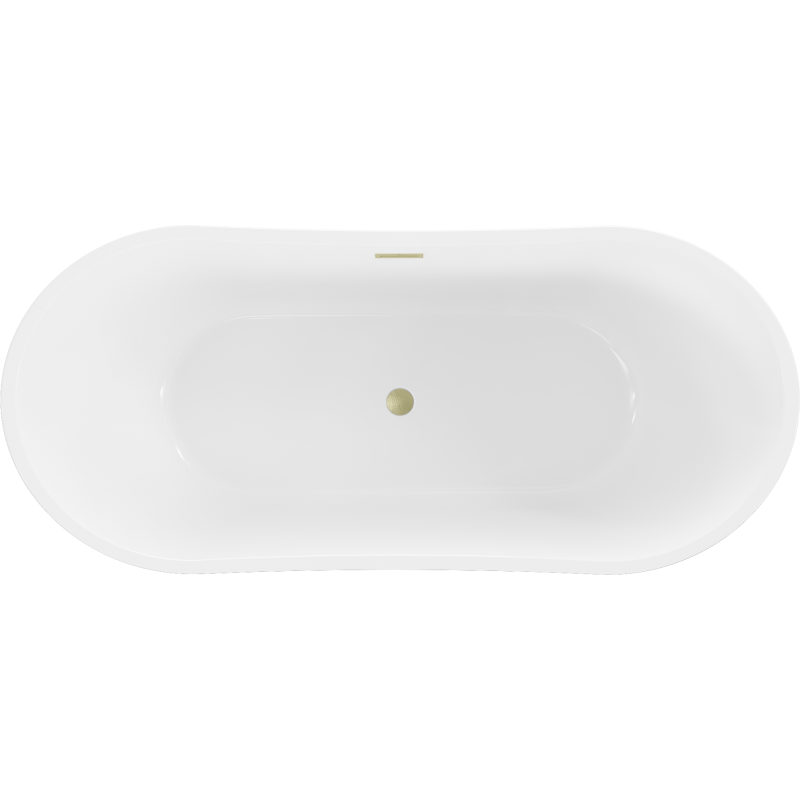 Mexen Montana freistehende Badewanne 180 x 90 cm, weiß, Überlauf gebürstetes Gold - 52011809000-55