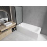 Mexen Vega rechteckige Badewanne 170 x 70 cm mit Verkleidung und 1-flügeliger Duschabtrennung 70 cm, schwarzes Muster